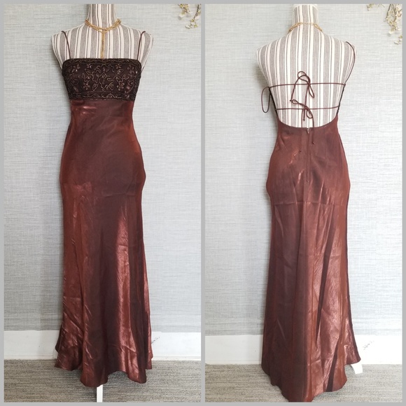 Morgan & Co. Dresses & Skirts - 🔴 Bronze Copper metallic beaded long formal dress